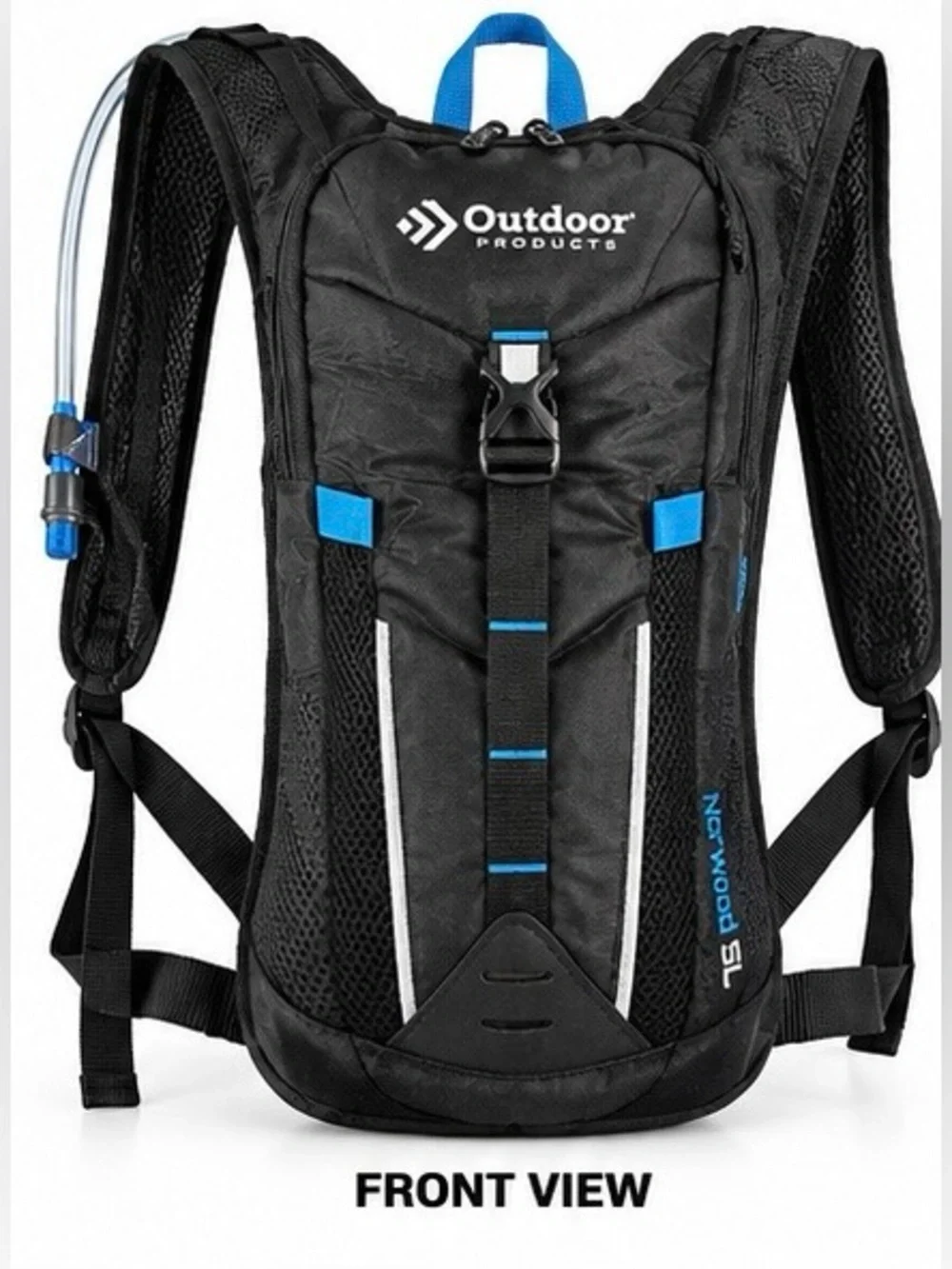 Outdoor Products Norwood 6.7L Hydration Backpack 2L Reservoir Hiking Black Blue
